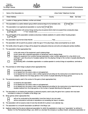  Pittsburgh Bingo License Application Form 2013-2024
