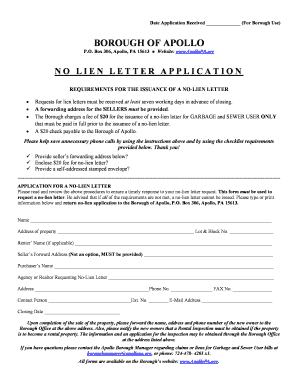 No Lien Letter  Form