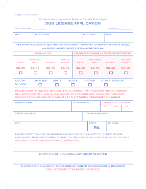 DOG LICENSE APPLICATION Lawrence County  Form