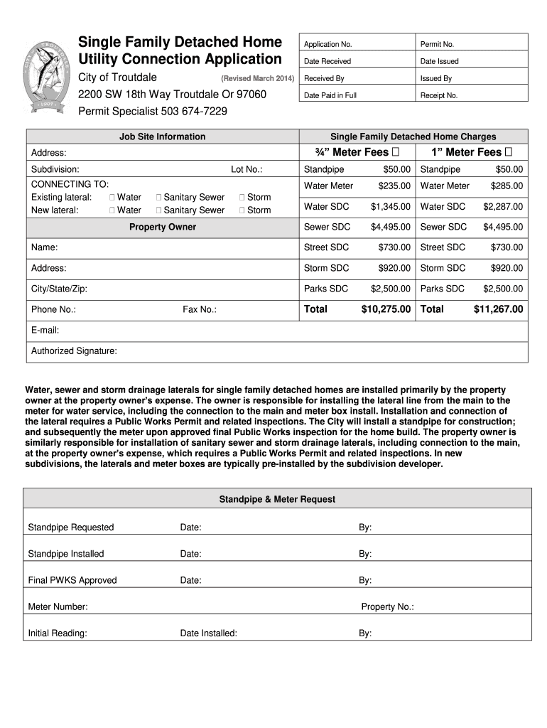  Building Permit Application  City of Troutdale 2014