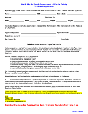 Taxi Permit  Form