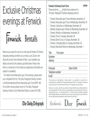 Fenwick and Bentalls Form