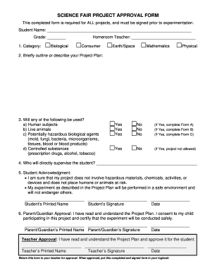 Human Consent Form Science Fair Fillable Form