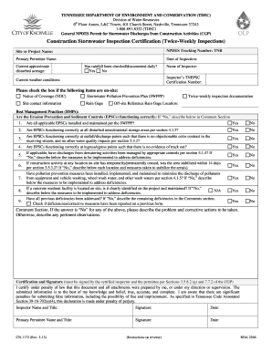 Form R Construction Stormwater Inspection City of Knoxville Cityofknoxville