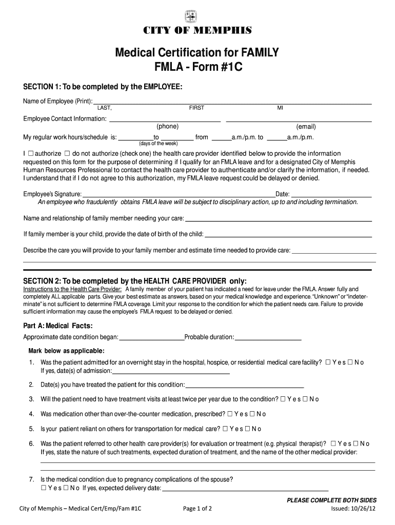 City of Memphis Fmla Forms