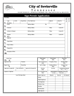 Sign Permit Application City of Sevierville, Tennessee Seviervilletn  Form