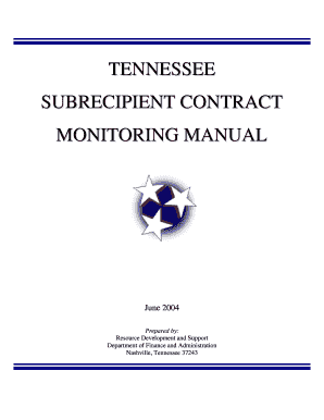 Tennessee Subrecipient Contract Monitoring Manual Form