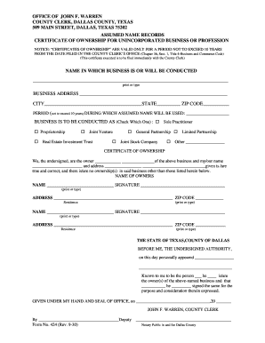 John Warren County Clerk  Form