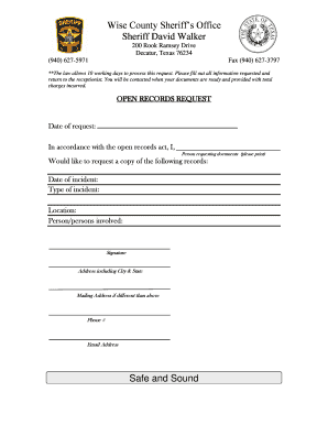 Texas Open Records Request Form