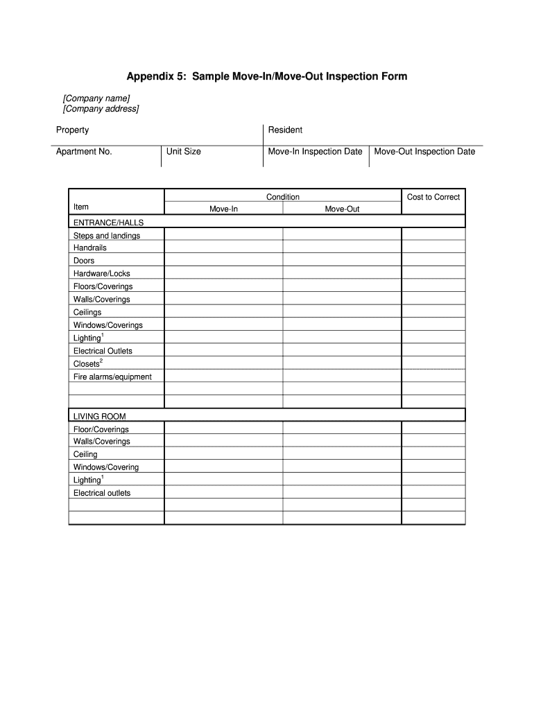  Move in Inspection Form 2007-2024