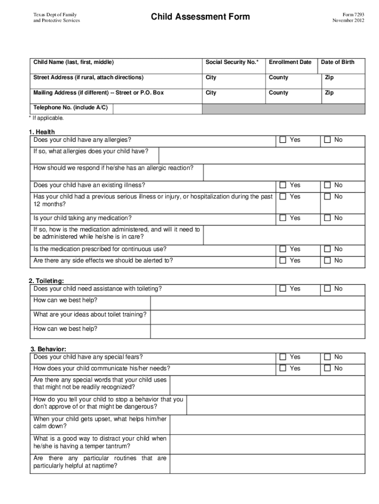  Tx Child Form 2012-2024