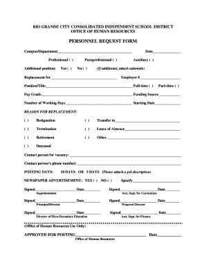 Personnel Request Form