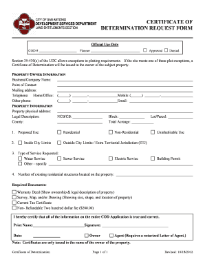 Certificate of Determination  Form