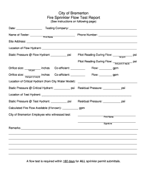 City of Bremerton Flow Test Form 2 Ci Bremerton Wa