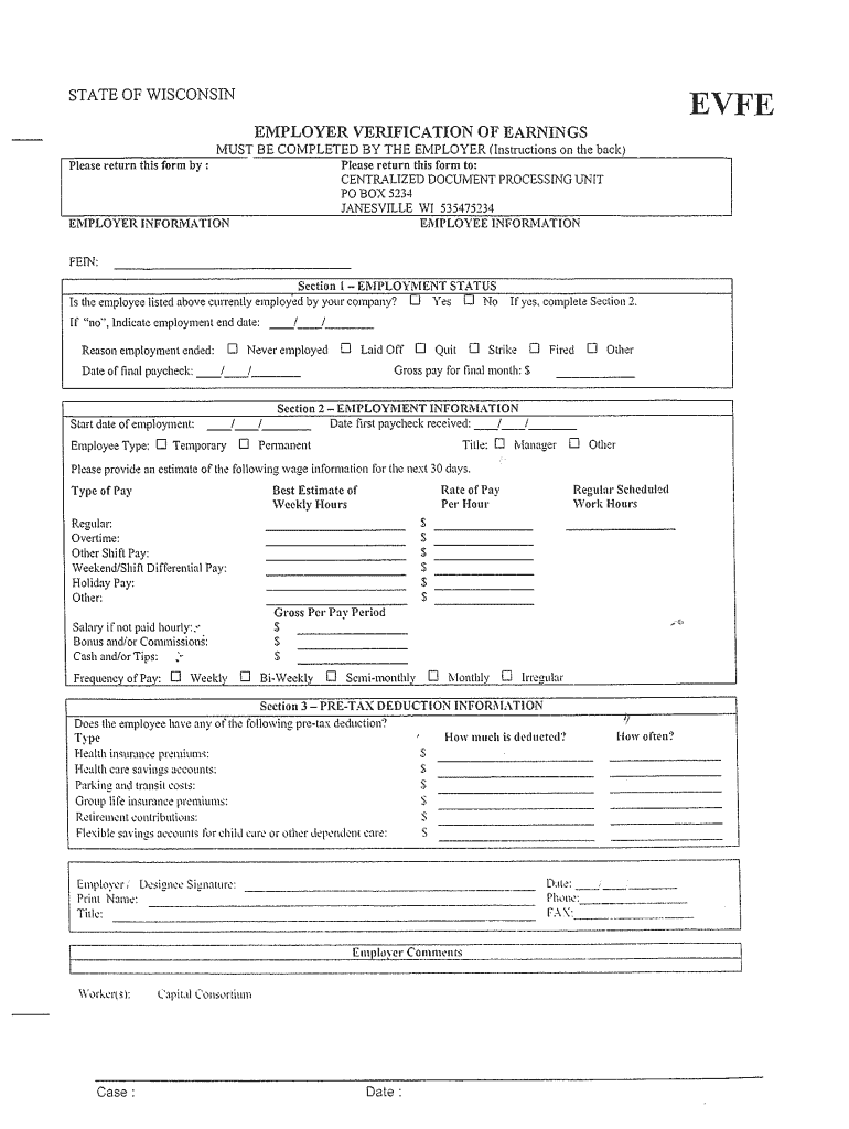  Employment Verification Wi Form 2014