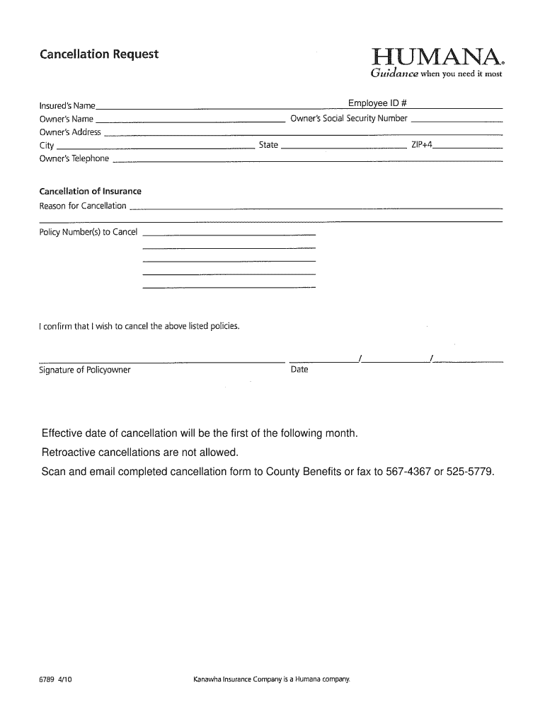 Humana Cancellation Form