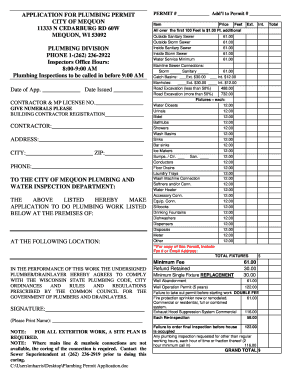 Mequon Plumbing Permit  Form