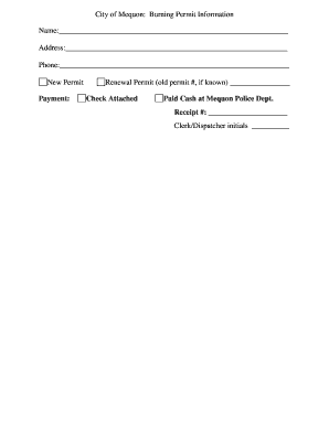 City of Mequon Burn Permit  Form