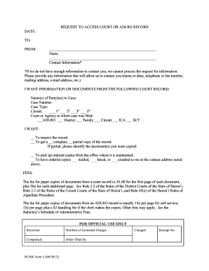 Hawaii Request Access Court  Form