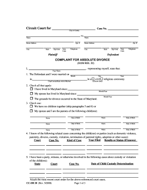 Maryland Divorce  Form