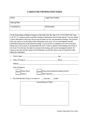 Printable Caregivers Forms
