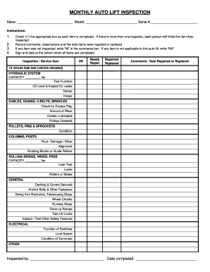 Lift inspection form - Fill Out and Sign Printable PDF Template | SignNow