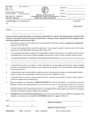 Kentucky Interlock Form