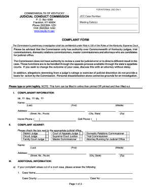 Kentucky Complaint Form