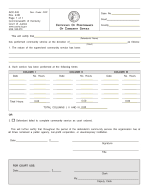  Ky Community Service Form 2008