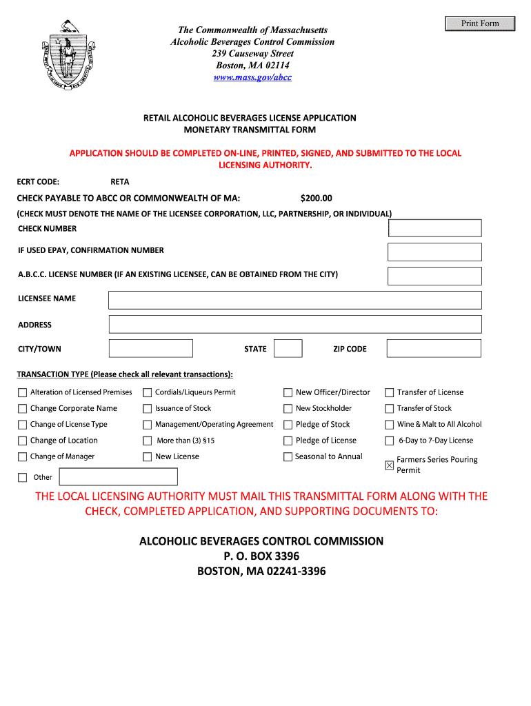 Farmer Series Pouring Permit  Form