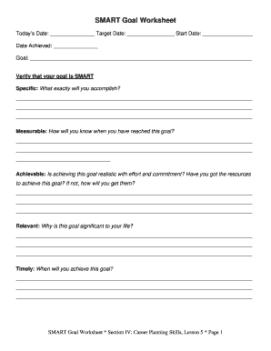 Fillable Smart Goal Forms