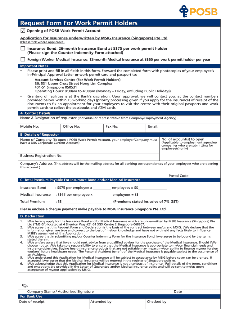 Posb Request Form Work Permit Holders