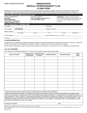 Msh Claim Form