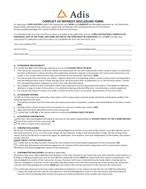 Conflict of Interest Disclosure Form Springer