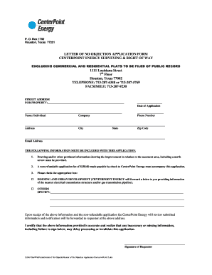 Centerpoint No Objection Letter  Form