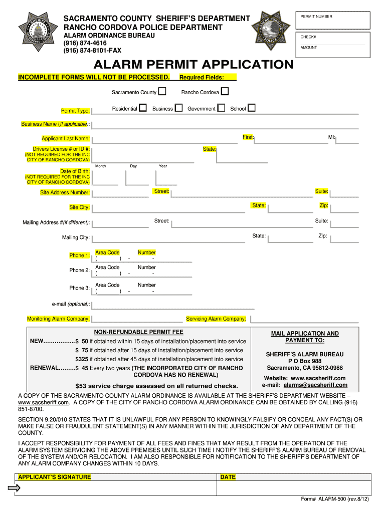 Alarmpermit  Form