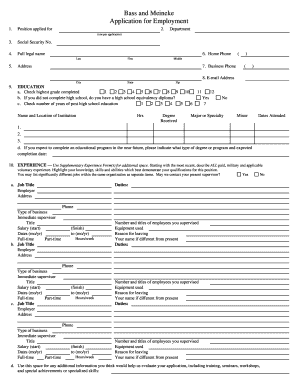 Bass and Meineke Application for Employment Snagajob  Form