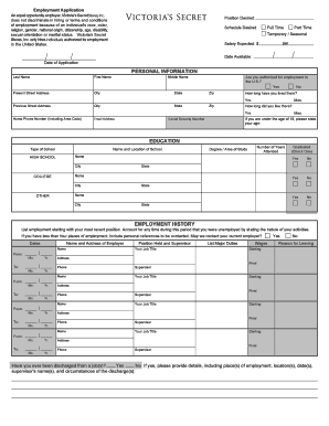 Victoria Secret Jobs Form