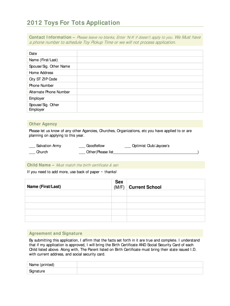 Get and Sign Toys for Tots Charity Rating 2012-2022 Form