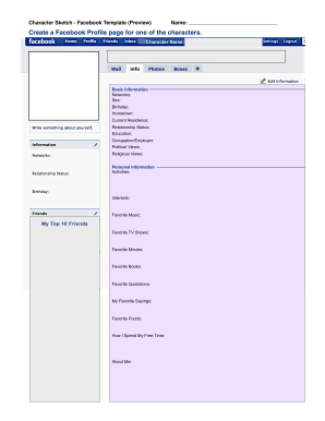 Facebook Profile Template  Form