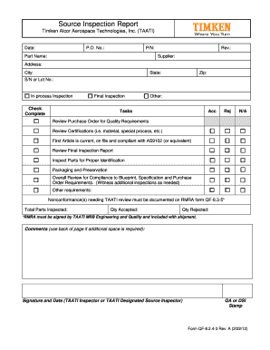 Source Inspection Checklist  Form