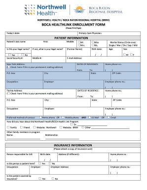 Northwell Boca Raton  Form