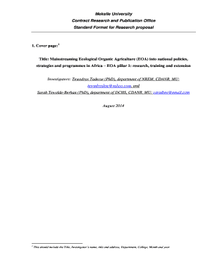 Mekelle University Research Proposal Sample PDF  Form