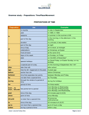 Redevalorizar Preposition Grammar Study Preposition Timeplacemovement Form