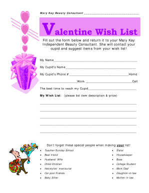 Mary Kay Wish List  Form