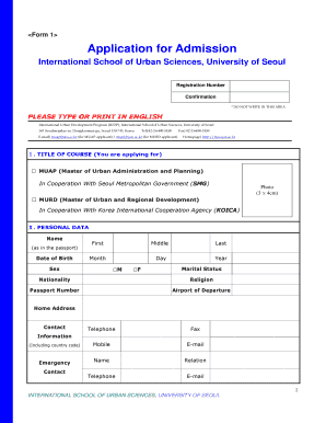 International School of Urban Sciences University of Seoul  Form