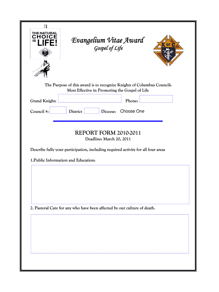  Evangelium Vitae Award Kansas State Council 2011-2024