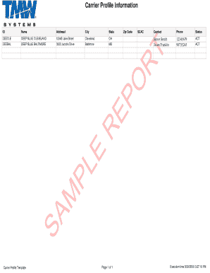 Blank Carrier Profile Template  Form