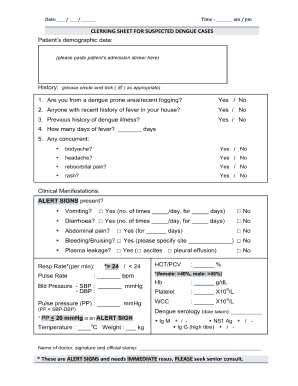 Dengue Clerking Sheet  Form