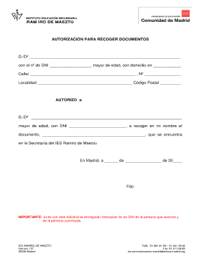 Carta De Autorizaci N Para Recoger Documentos  Form